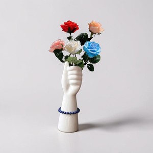 Modern Hand Shaped <b>Ceramic</b> Flower <b>Vase</b> 23cm White Decorative Tabletop <b>Vase</b> for Home Office Living Room Interior Decor - Product Image 1