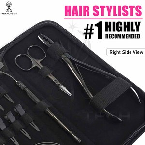 2026 Complete Hair Extension Installation Kit with Plier, Pulling <b>Needle</b>, Sectioning Clips, and Scissors in Zipper Carry <b>Case</b> - Product Image 4