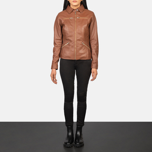 High Quality Women's Winter <b>Quilted</b> Genuine Leather Bomber Jacket Custom Logo Colors OEM Zipper Closure Available Plain Dyed - Product Image 5