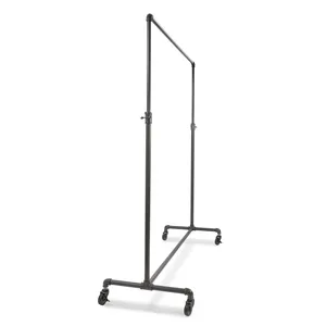 Industrial Metal Clothing Rack with Telescopic Rod and Casters for <b>Wardrobe</b> Use Single Tier <b>Portable</b> Design - Product Image 3