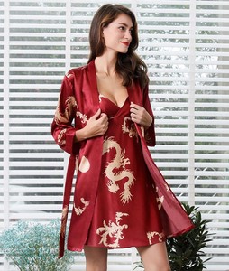 Peignoir élégant à manches longues en polyester/coton doux, avec fermeture élastique à la taille, pour homme et femme, idéal été comme hiver - Product Image 3