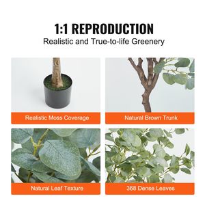 Palma di Eucalipto Artificiale Alta 1,8 m in PE Sicuro con Protezione Anti-Ribaltamento, Bassa Manutenzione, Pianta Finta Realistica - Product Image 4
