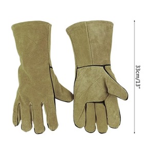 Gants de soudeur en cuir de vachette et peau de mouton grainée blanche avec logo personnalisé pour la sécurité - Product Image 5