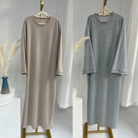 Toptan Loriya Kadın Elbiseleri Zarif Uzun Kollu Polyester Abaya Elbise Yeni Mütevazı Yan Cepli Müslüman Abaya Elbiseleri