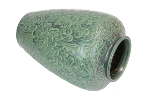 Wholesale <b>Ceramic</b> <b>Vases</b> Oleaster Shape Floor <b>Vase</b> <b>Ceramic</b> <b>Vases</b> Imitative-antique with Brown Chrysanthemum Patterns Blue Glaze - Product Image 3