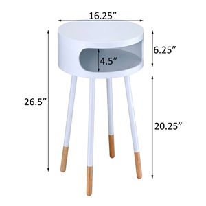 Tavolino Consolle Rotondo Bianco e Naturale con 1 Ripiano e Design Elegante - Product Image 6