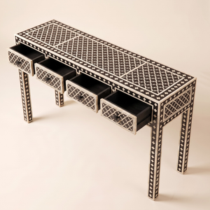 Table console artisanale en os incrusté, mobilier moderne indien pour salon et chambre, qualité garantie pour entrepôt d'entrée - Product Image 4