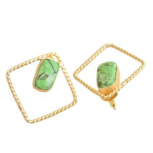 Pendientes de Latón al por Mayor, Diseño Bohemio Chic, Acabado en Latón Antiguo, Hechos a Mano, con Piedras Semipreciosas - Product Image 5