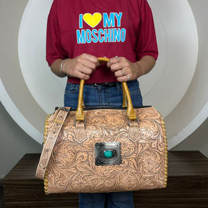 Bolso de Hombro de Lujo de Cuero Genuino Grabado a Mano para Mujer, Estilo Personalizado, Diseño Exclusivo, Bolso de Viaje Tipo Duffle, Venta al por Mayor 2026 - Product Image 4