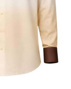 เสื้อเชิ้ตผู้ชายสีน้ำตาลเข้มเบจไล่เฉด ผ้าฝ้ายพรีเมียม แขนยาว ติดกระดุม สวมใส่ได้ทั้งแบบทางการและลำลอง ผู้ผลิต OEM จำหน่ายส่ง - Product Image 6