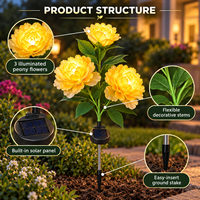 Dekorasi Taman Bunga Peony Tenaga Surya Grosir, Hiasan Luar Ruangan dengan Bunga Peony Bertenaga Surya