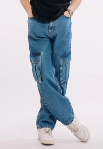 Jeans amples décontractés en denim respirant pour hommes, design personnalisé OEM 2025, dernière collection, style urbain - Product Image 4