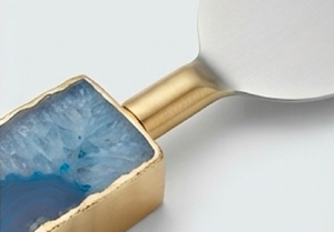 Elegant Gold <b>Cheese</b> <b>Knife</b> <b>Set</b> With Blue Agate Handles Durable Metal Utensils For Kitchen Dining Use And Restaurant Use - Product Image 2