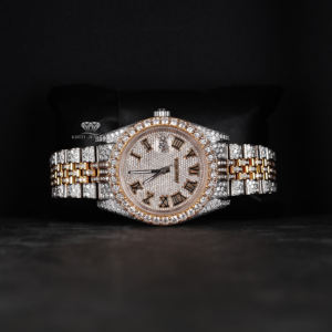 Reloj de Lujo con Diamantes Moissanite, Esfera Romana, Dos Tonos Amarillo y Blanco, Brazalete Jubilee, Estilo Hip Hop, Acero Inoxidable - Product Image 2