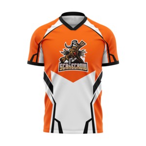 Maillot de basketball géométrique blanc et orange pour homme, col en V, sans manches, anti-humidité, coupe athlétique, impression sublimée - Product Image 1