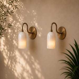 Applique murale moderne en laiton avec abat-jour en marbre, éclairage intérieur pour salle de bain, design durable - Product Image 6