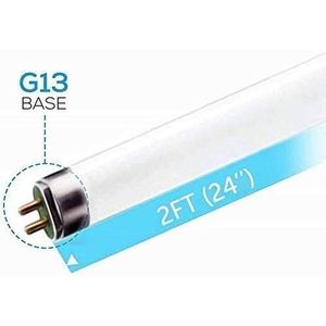 Tube fluorescent T8 super blanc 17W 24 pouces 5000K à économie d'énergie, culot G13, 17 watts, double broche - Product Image 2