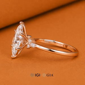 Bague de fiançailles en diamant marquise de 1,50 carat, bague en diamant cultivé en laboratoire certifiée IGI, bague de mariage en or rose, diamant CVD, cadeau de promesse - Product Image 3