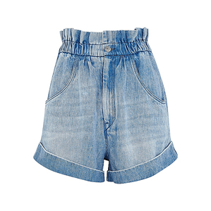 High Waist Solid Color Women's Cotton Canvas Shorts With Pockets Elastic Waist Casual Style Breathable Woven Fabric - Product Image 2