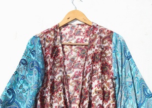 มาใหม่พิมพ์ผ้าไหมห่อด้านบนสําหรับฤดูร้อนสวมใส่แขนยาว Crop Top ชุดสําหรับสตรี - Product Image 3