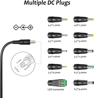 Alimentation électrique 12V 3A, adaptateur universel AC/DC, transformateur avec 10 connecteurs DC pour appareils électroniques domestiques 12V 1A 2A 3A, 36W max.