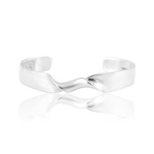 Silver Mountain 925 Sterling Silver Twisted Wave <b>Charm</b> Bracelet Cute Open Kada High Polish Finish Unisex/Women's 30g - Product Image 4