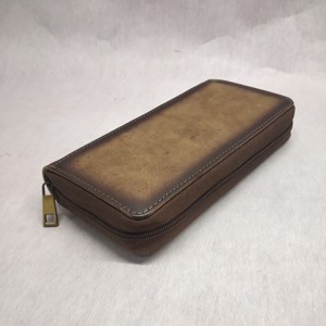 Genuine Leather Mobile Phone Card Holder Clutch <b>Purse</b> Wallet Woman Multiple Zipper Closure Edge Burnt Indian <b>RFID</b> Carteras Mujer - Product Image 3