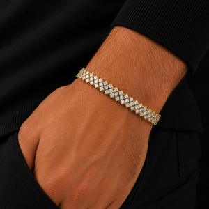 Bracelet tennis double rangée de diamants de laboratoire ronds, or jaune 10K 14K, DEF VVS, bijoux fins de mariage pour femme - Product Image 2