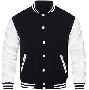 White Canvas Hooded Quilted Varsity Jacket Black Windproof <b>Men</b> Streetwear - Product Image 1