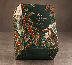 กล่องกาแฟแบบมีฝาล็อคอัตโนมัติ พิมพ์ลาย สำหรับร้านค้ากาแฟ Custom Rainforest Coffee Roastery - Product Image 5