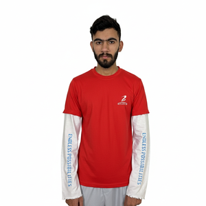 เสื้อยืดแฟชั่นสองชั้นสำหรับผู้ชาย ผลิตจากวัสดุคุณภาพดี ราคาโรงงาน MOQ ต่ำ เสื้อสองชั้นสำหรับผู้ชาย - Product Image 1