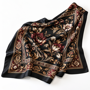 Elegant Floral Printed 100% Silk Square Scarf for Women All Seasons Fashion Accessory - Product Image 6