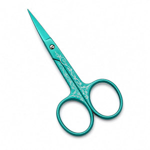 Tijeras para Cejas de Acero Inoxidable Turquesa, Hoja Recta Afilada, Herramienta de Belleza para Diestros, Tijeras de Belleza con Cerámica de Grado A+ - Product Image 5