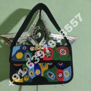 Bolso de mano bordado con cuentas para mujer, con asa de cadena de resina, cartera de noche, bolso de boda nupcial, bolso de hombro de moda étnica para fiesta - Product Image 5