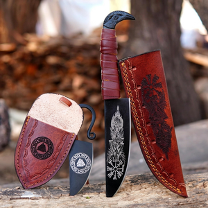 9.5 Inch Industrial Grade Viking Knives Hand Forged Stainless Steel HRC60-65 Camping Use Odin's Raven Norse Handle Knife <b>Locket</b> - Product Image 2