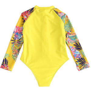 Maillot de bain une pièce à manches longues pour filles, protection UV, vêtements de surf, imprimé tropical personnalisé, vêtements de plage, maillot de bain - Product Image 5