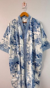 Robe Kimono en Coton Imprimé, Robe de Nuit Kimono, Robe de Plage d'Été à Manches Longues Personnalisée, Cardigan Kimono Assorti au Bikini - Product Image 3