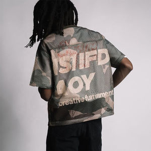 T-shirt en jersey à mailles camouflage personnalisé pour homme, respirant, streetwear, fabricant de vêtements OEM, étiquette privée - Product Image 2