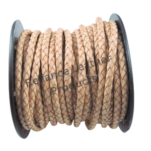 Wholesale 5mm Antique Natural Bolo <b>Braided</b> Leather <b>Cord</b> Decorative Twisted Cowhide Rope for Jewelry Making Bracelet Necklace - Product Image 1