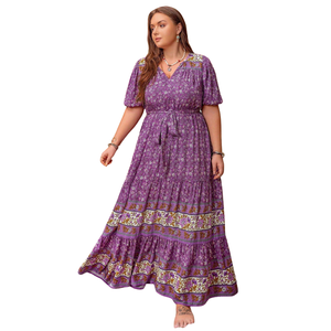 Vestido largo informal con estampado floral para mujer, estilo línea A, para vacaciones - Product Image 1