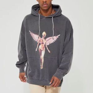 Regular Silk Screen Print Oversized Heavyweight Hoodie Custom Cropped Boxy Fit <b>Zip</b> Streetwear Distressed Eco-Friendly Acid Wash - Product Image 4