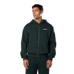 Men Full Zip Hooded Tracksuit With Straight Leg <b>Trousers</b> Relaxed Fit Side Pockets Casual Wholesale Custom Two Piece Clothing Set - Product Image 3