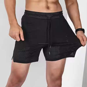 Pantalones cortos de gimnasio tejidos de algodón 100% diseñados por el fabricante Pantalones cortos deportivos de secado rápido para hombres Logotipo personalizado Impreso Patrón sólido Decoración - Product Image 3