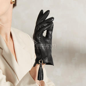 Gants en cuir véritable pour femmes, chauds pour l'hiver, doublés en cachemire, compatibles avec les écrans tactiles, gants de conduite pour dames, accessoires de mode pour l'extérieur - Product Image 4