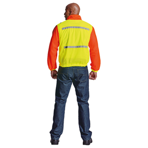 Hi Vis Mesh Bomber <b>Jacket</b> Fluorescent Reflective Safety Workwear Breathable <b>Construction</b> Uniform Summer Safety Coat OEM - Product Image 4