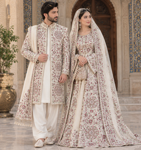 Natural Cotton Knitted Embroidered Circular Mandala Sequin Pattern Base Material For Women Ethnic Jacket <b>Bridal</b> Lehenga <b>Abaya</b> - Product Image 1