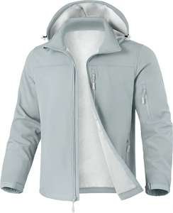 Men's <b>Winter</b> Waterproof Sporty Softshell Jacket Hooded <b>Fleece</b> Lined Bonded for Outdoor Work - Product Image 1