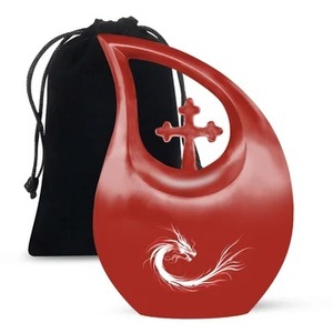 Meilleure vente Arbre de vie bleu en aluminium larme croix crémation adulte urne pour cendres humaines avec sac de velours gratuit - Product Image 3