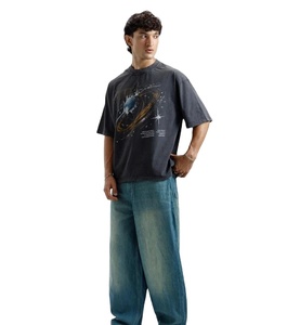 Pakistan Manufacturer Latest Design <b>Men</b> Oversized O-Neck <b>Short</b> Sleeve Street Style Acid Wash Knitted Breathable Eco-Friendly - Product Image 1