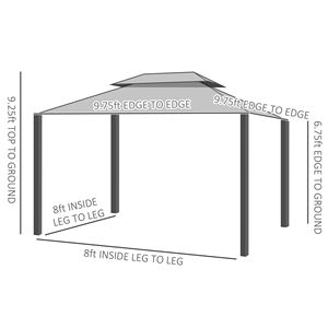 Gazebo in Alluminio con Tettoia in Policarbonato Impermeabile 3x3 m per Villa, Cortile, Parco - Product Image 3